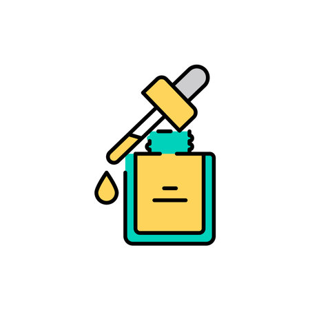 Cosmetic oils for facial skin color line icon. Pictogram for web pageのイラスト素材