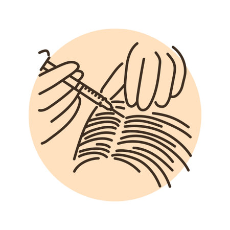 Treatment alopecia color line illustrationのイラスト素材