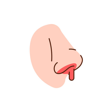 Bleeding from the nose color line icon. Injuries concept.のイラスト素材