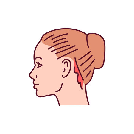 Blood from the head occiput color line icon. Injuries concept.のイラスト素材