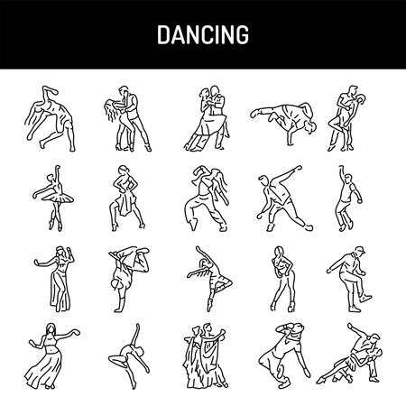 Dancing color line icons set. Pictograms for web pageのイラスト素材
