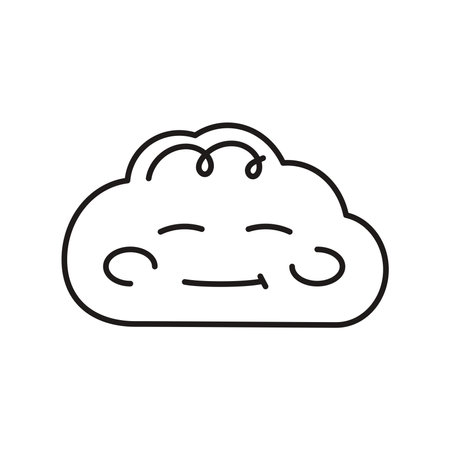 Blue kind character in the form of a cloud color line icon. Mascot of emotions.のイラスト素材
