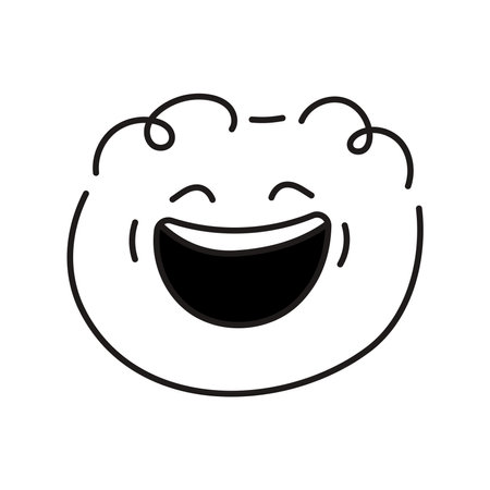 Green round funny character color line icon. Mascot of emotions.のイラスト素材