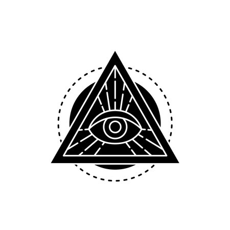All-seeing eye illuminati line icon. Isolated vector element.のイラスト素材
