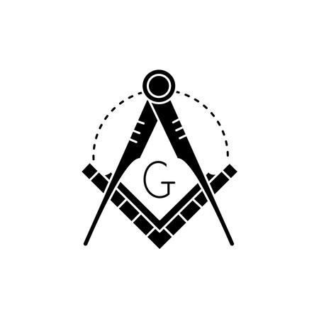 Masonic lodge symbol line icon. Isolated vector element.のイラスト素材