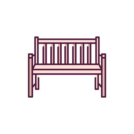 Wood bench color line icon. Pictogram for web pageのイラスト素材
