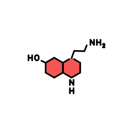 Serotonin formule color line icon. Pictogram for web page, mobile app, promo.のイラスト素材