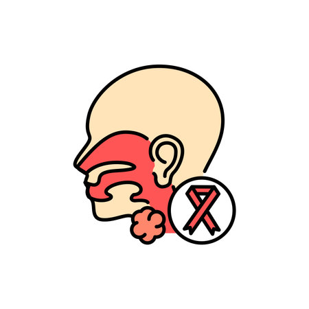 Cancer throat color line icon. Human diseases. Pictogram for web page, mobile app, promo.のイラスト素材