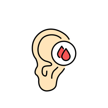 Ear bleeding color line icon. Human diseases. Pictogram for web page, mobile app, promo.のイラスト素材
