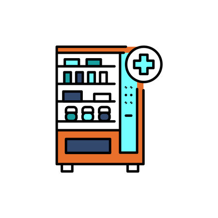 Medical vending machine color line icon. Pictogram for web page, mobile app, promo.のイラスト素材