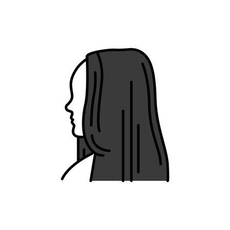 Woman straight hair color line icon. Beauty industry. Hairdresser service. Pictogram for web page, mobile app, promo.のイラスト素材