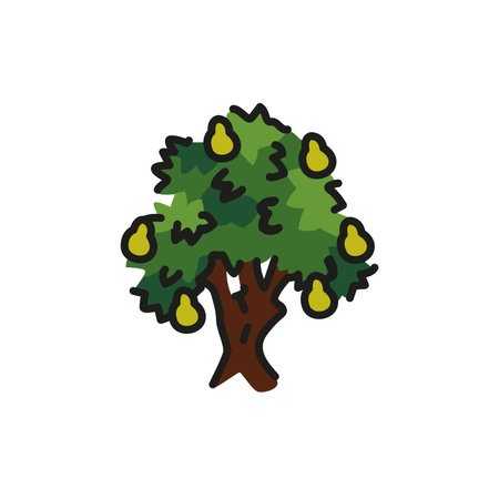 Pear tree color line icon. Pictogram for web page, mobile app, promo.のイラスト素材