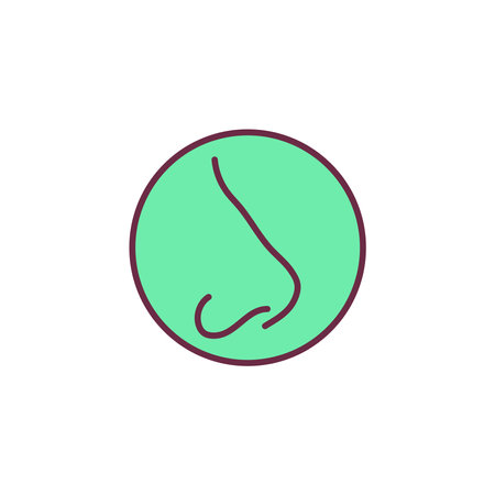 Nose color line icon. Sense of smell. Human organのイラスト素材