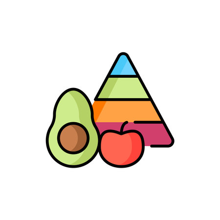 Balanced nutrition color line icon. Healthy food.のイラスト素材