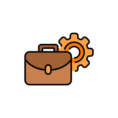 Work color line icon. Suitcase and gear.のイラスト素材
