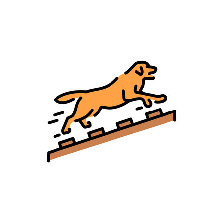 Pet sport agility color line icon. Dog training. Animal education.のイラスト素材