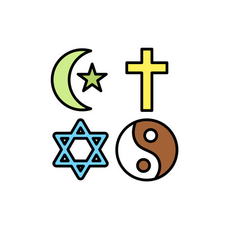 Multiracial equality color line icon. Diverse group of people. Vector illustrationのイラスト素材