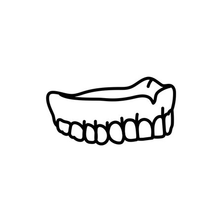 False teeth line icon. Dental prosthetic. Vector illustrationのイラスト素材