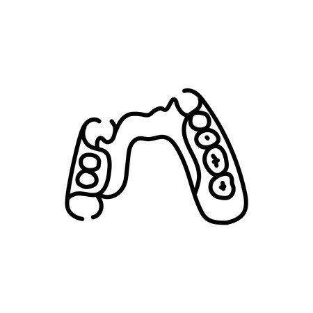 Removable partial denture line icon. Dental prosthetic. Vector illustrationのイラスト素材