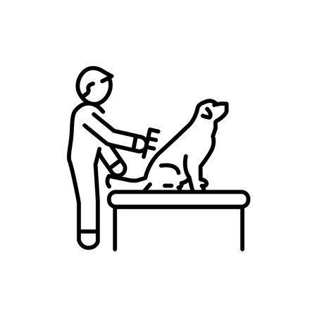 Pet grooming color line icon. Dog training.のイラスト素材