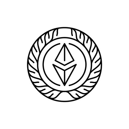 Tocken coin color line icon. Blockchain technology in digital crypto art. Pictogram for web page.のイラスト素材