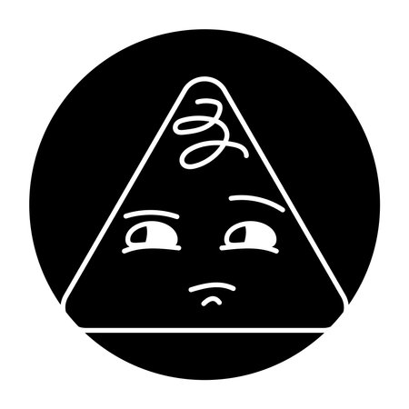 Suspicious blue triangular character color line icon. Mascot of emotions. Pictogram for web page, mobile app, promo.のイラスト素材