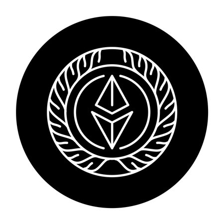 Token coin color line icon. Blockchain technology in digital crypto art. Pictogram for web page.のイラスト素材