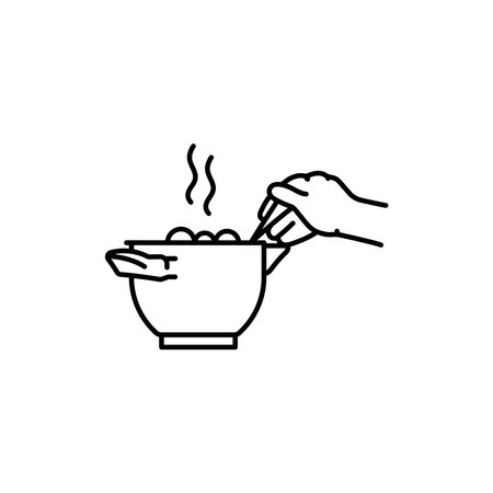 Cook soup color line icon. Cooking food. Meal preparationのイラスト素材