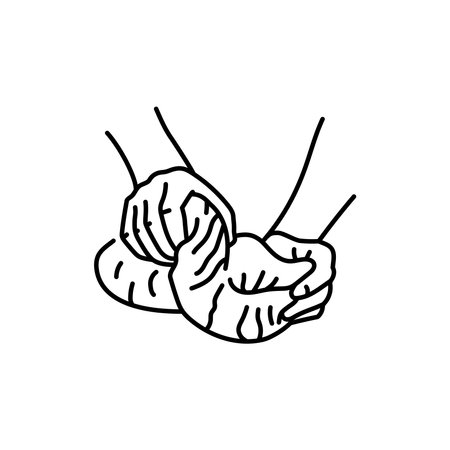 Knead the dough color line icon. Cooking food. Meal preparationのイラスト素材