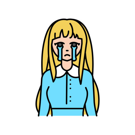 Psychological genre of manga color line icon. Character in anime style. Vector isolated element. Editable stroke.のイラスト素材