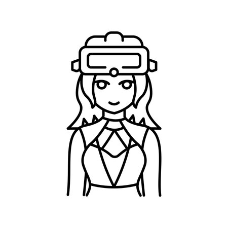 Cyberpunk genre of manga color line icon. Character in anime style. Vector isolated element. Editable stroke.のイラスト素材