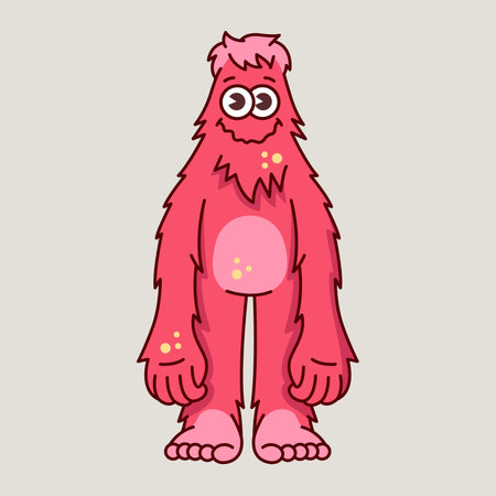 Cute fary tale character color line illustration. Pose and emotions of the monster. Editable stroke.のイラスト素材