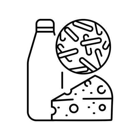 Cultured dairy products black line icon. Vector isolated element. Editable stroke.のイラスト素材