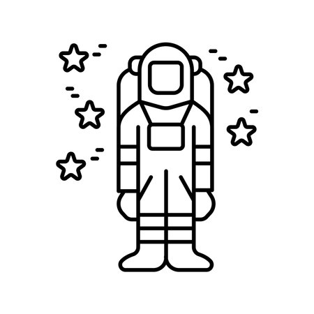 cosmonaut black line icon. Vector isolated element. Editable stroke.のイラスト素材