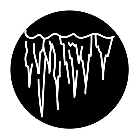 Frozen icicles hanging down color line icon. Vector illustration.Editable stroke.のイラスト素材