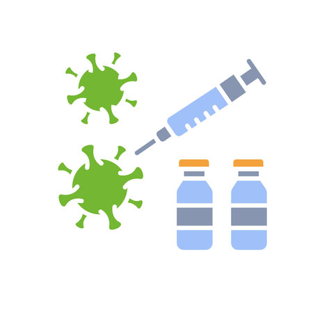 Vaccination flat icon. Vector isolated element. Editable stroke.のイラスト素材