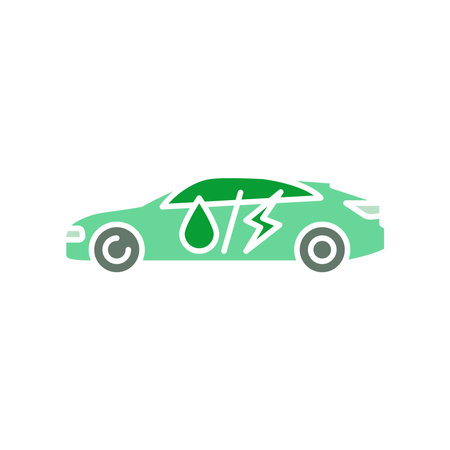 Hybrid car flat icon. Vector isolated element. Editable stroke.のイラスト素材