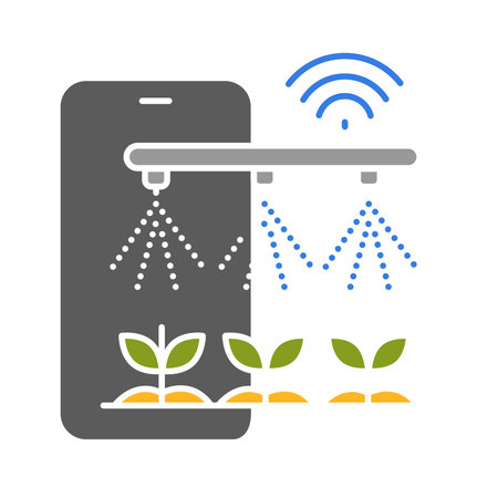 Smart irrigation flat icon. Smart agriculture. Vector isolated element.のイラスト素材