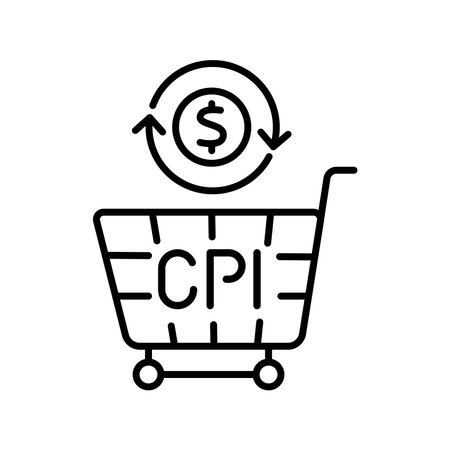 Consumer Price Index line icon for digital and print projects. Minimal clean icons for apps and websites. Modern simple icons for UI UX and brandingのイラスト素材