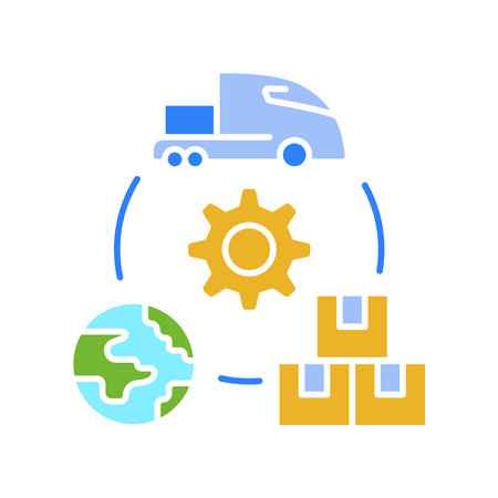 supply chain optimization line icon. Vector isolated element. Editable stroke.のイラスト素材