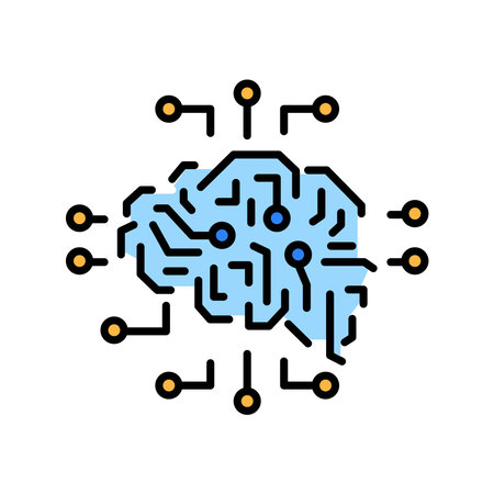 Neural network color flat icon for digital and print projects.  Minimal clean icons for apps and...
