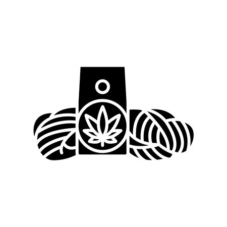 Hemp threads  black flat icon for digital and print projects.  Minimal clean icons for apps and websites. Modern simple icons for UI UX and brandingのイラスト素材