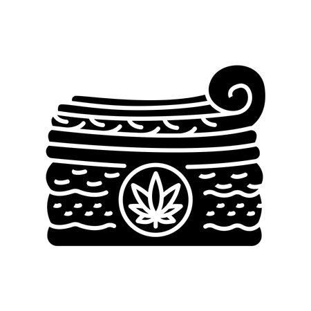 Hemp mattress fillers black flat icon for digital and print projects.  Minimal clean icons for apps and websites. Modern simple icons for UI UX and brandingのイラスト素材