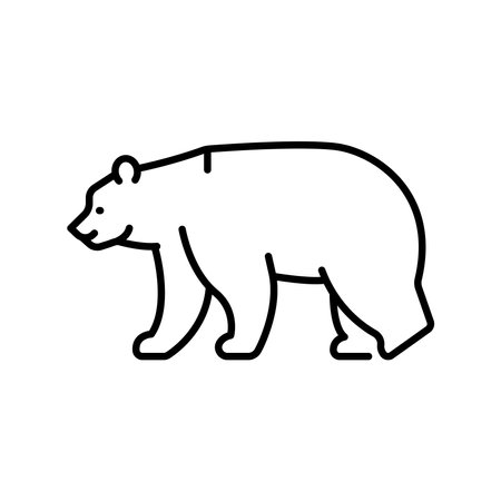 grizzly bear black line icon for digital and print projects. North american animals. Minimal clean icons for apps and websites. Modern simple icons for UI UX and brandingのイラスト素材