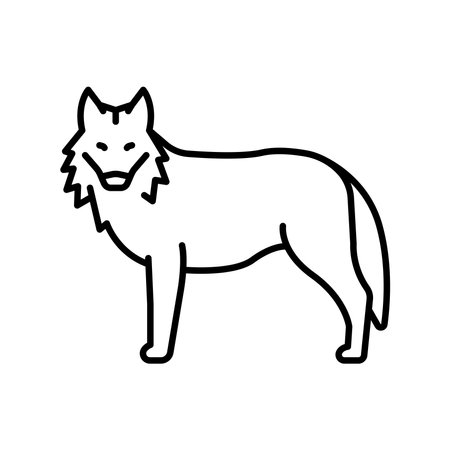 gray wolf black line icon for digital and print projects. North american animals. Minimal clean icons for apps and websites. Modern simple icons for UI UX and brandingのイラスト素材