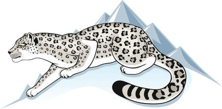 snow leopard on a background of mountain peaksのイラスト素材