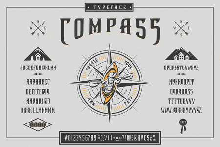 Font Compass Craft retro vintage typeface designのイラスト素材