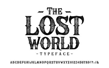 Font The Lost World. Craft retro vintage typefaceのイラスト素材