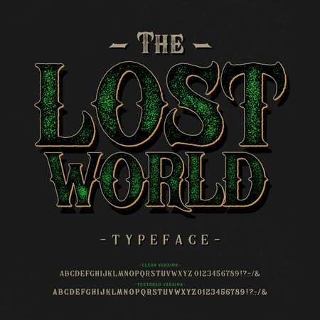Font The Lost World. Craft retro vintage typefaceのイラスト素材