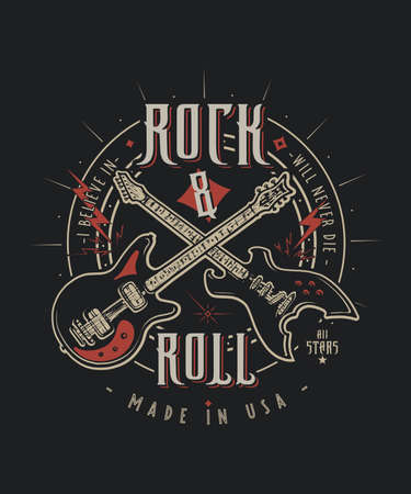 Vintage design of print Rock and rollのイラスト素材